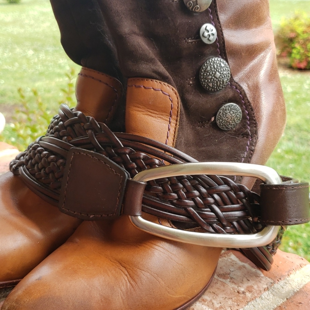 Coldwater Creek Brown Leather Belt with Silver Buckle
